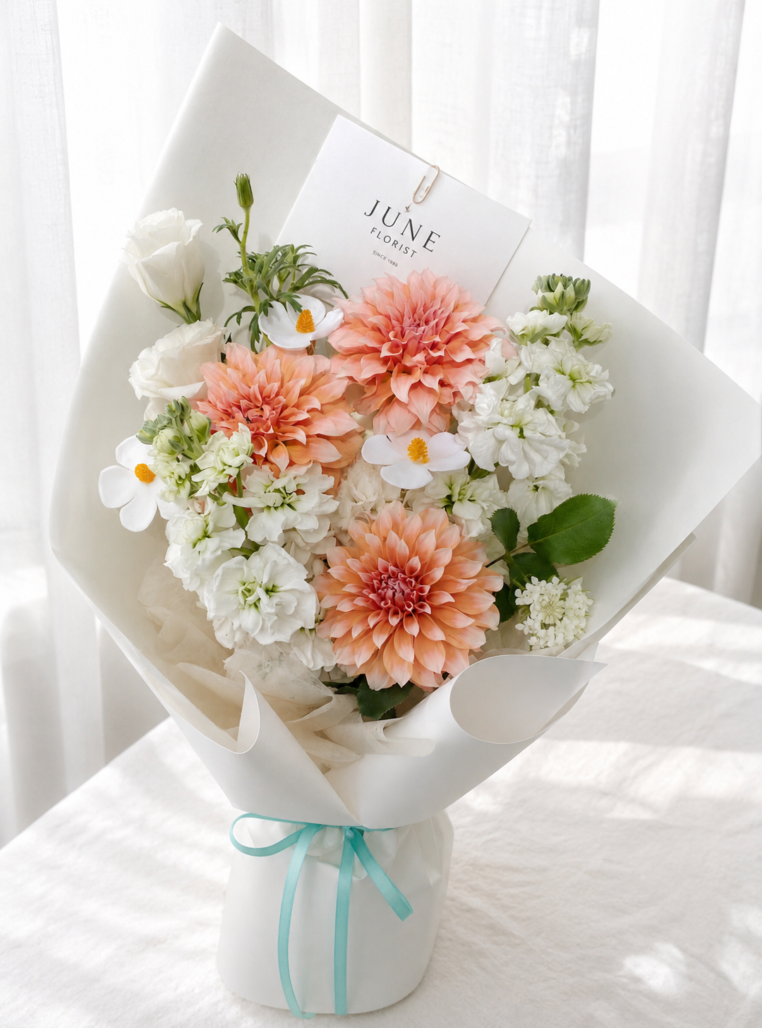 Peach Dahlia Bloom Bouquet