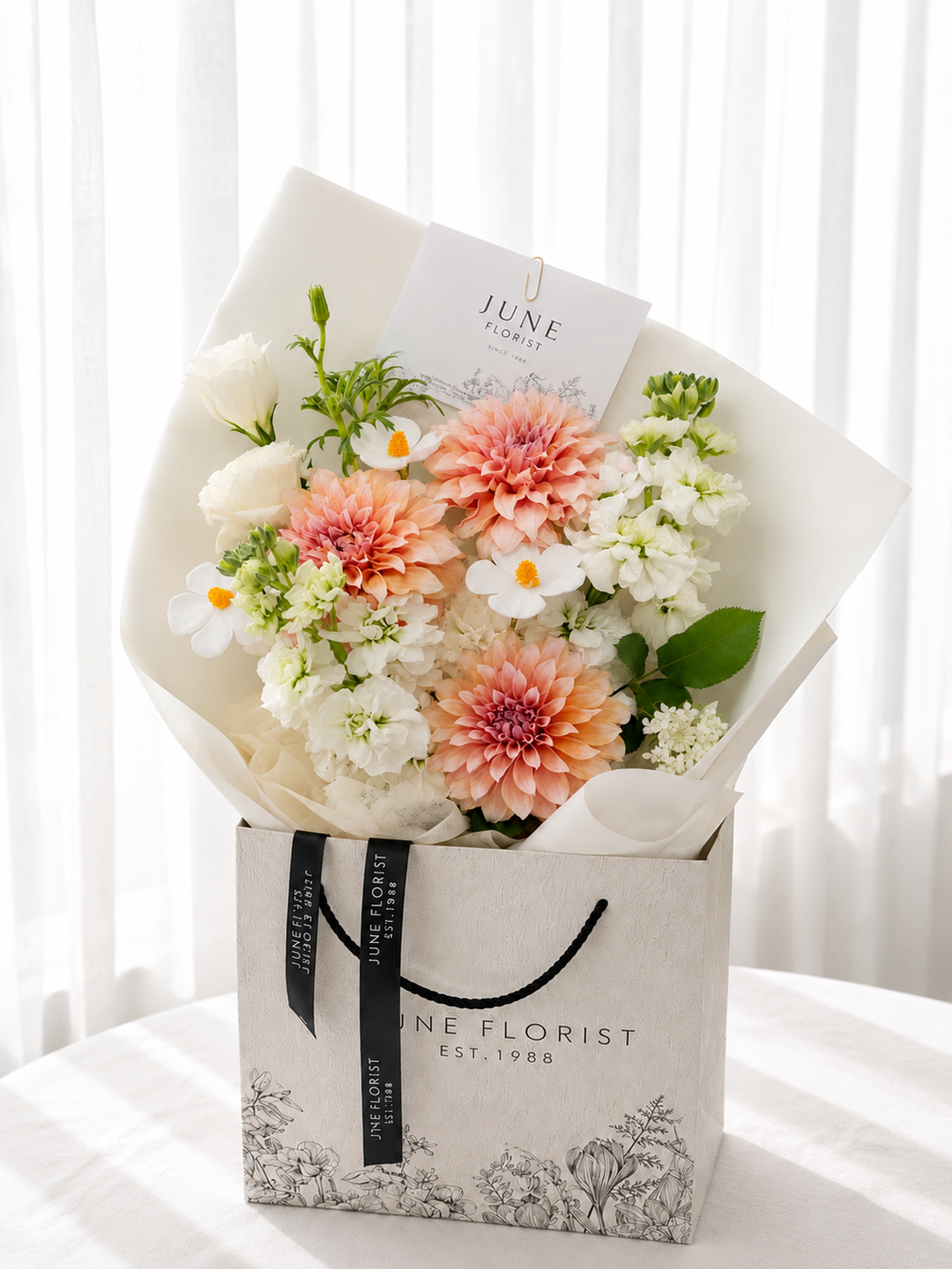 Peach Dahlia Bloom Bouquet