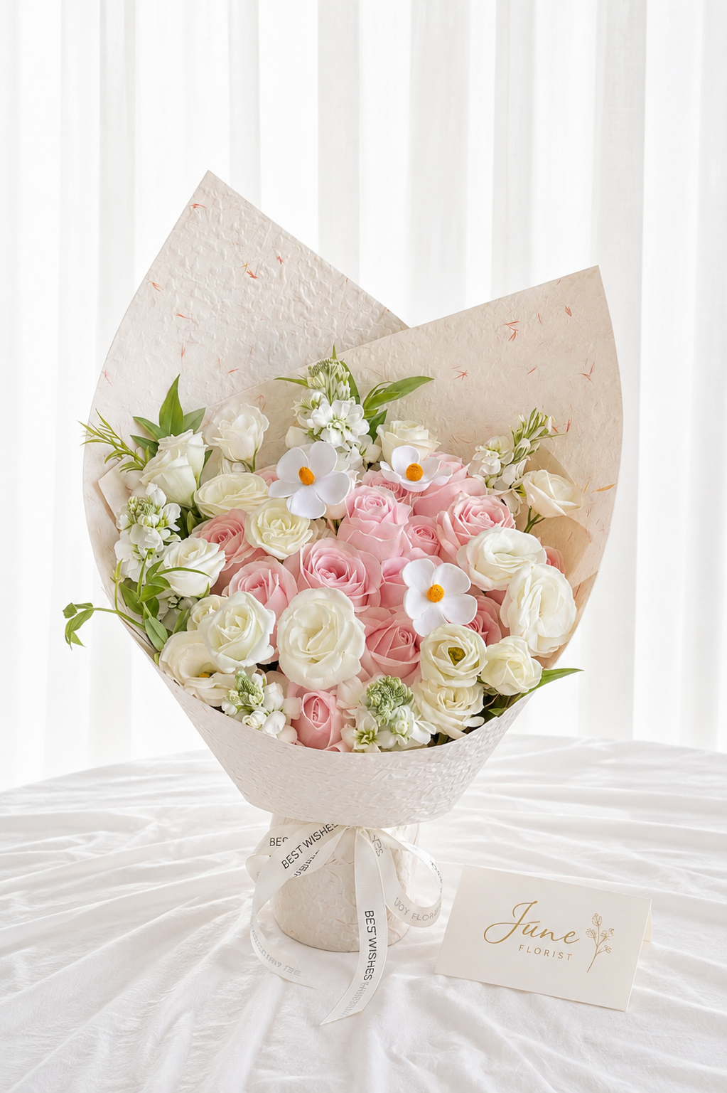 Blush Serenity – Pink & White Rose Bouquet