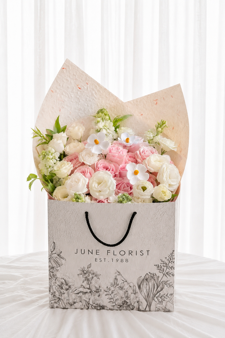 Blush Serenity – Pink & White Rose Bouquet