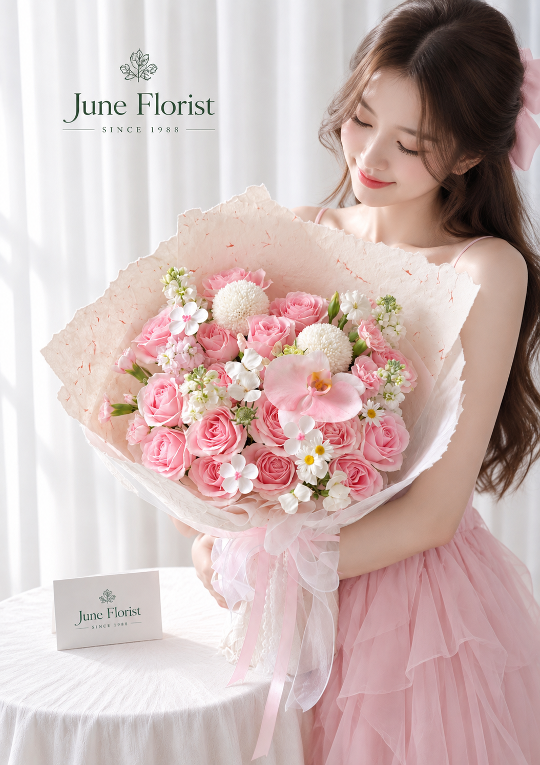 Pink Reverie – Pink Rose & Orchid Bouquet
