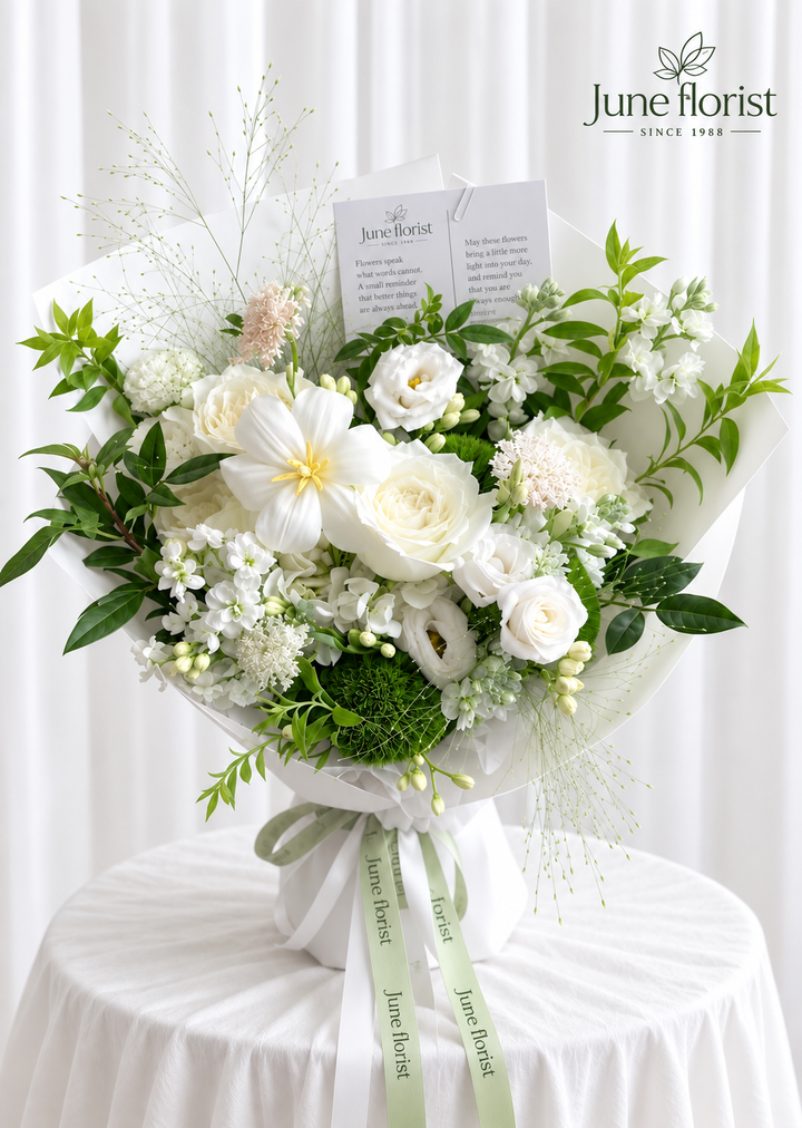 Serene Ivory – Elegant White Flower Bouquet Singapore