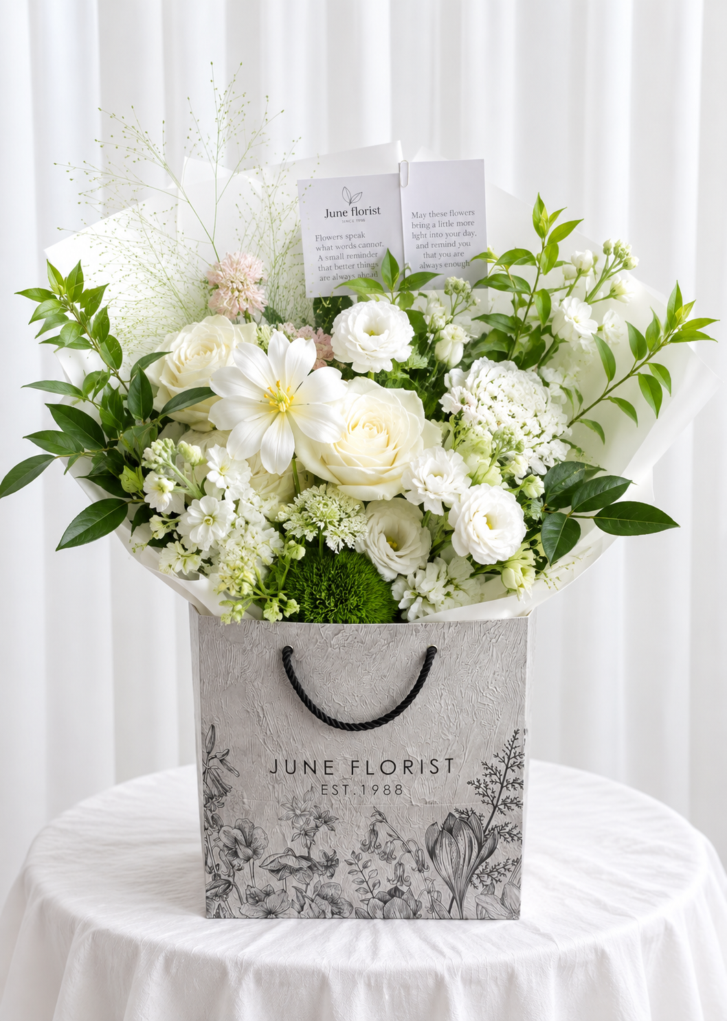 Serene Ivory – Elegant White Flower Bouquet Singapore