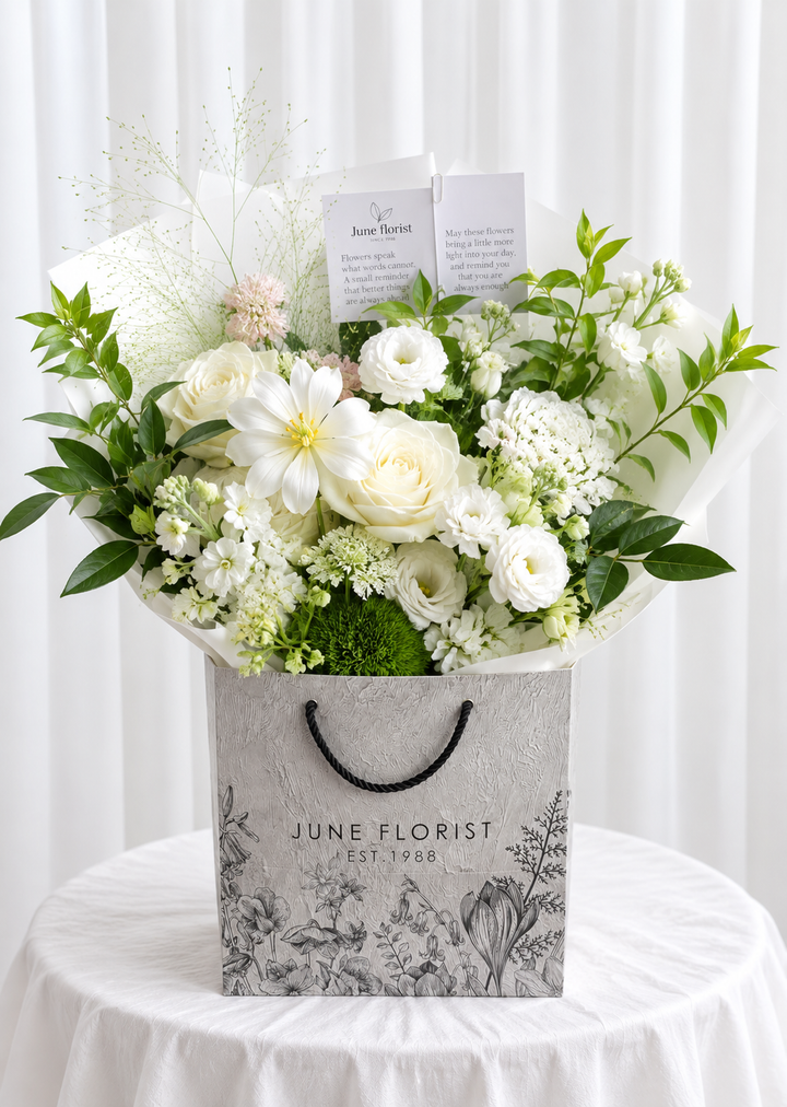 Serene Ivory – Elegant White Flower Bouquet Singapore