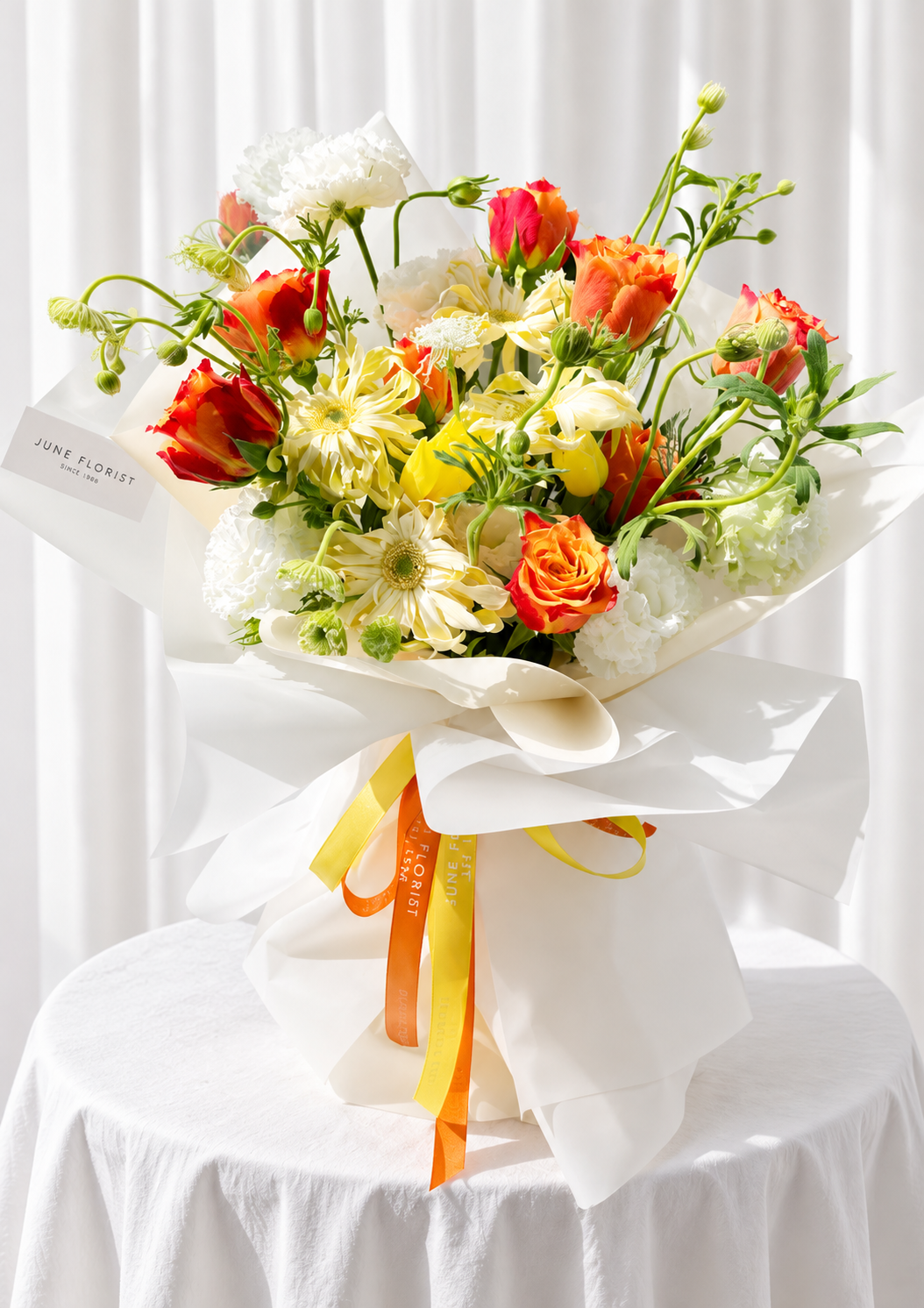 Sunlit Garden – Orange Rose & Yellow Flower Bouquet Singapore