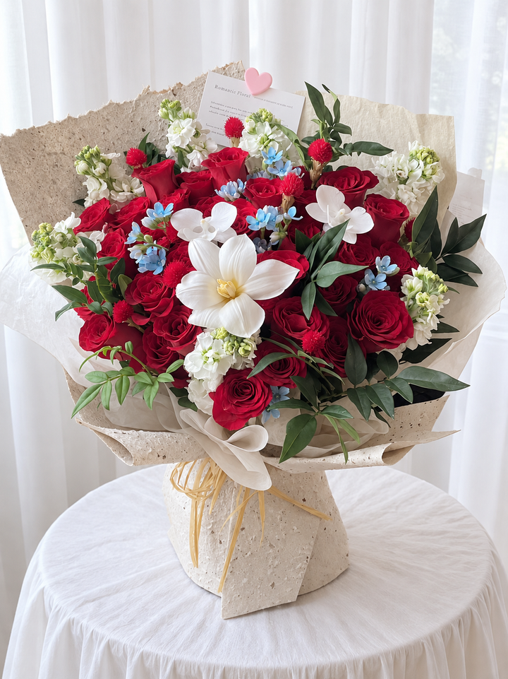 Scarlet Romance – Luxury Red Rose Bouquet Singapore