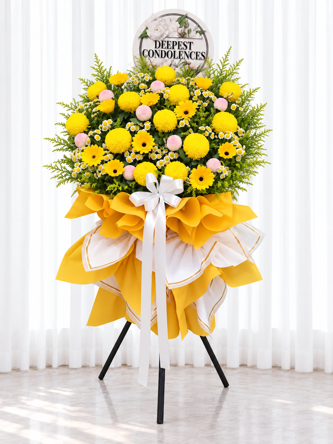 Golden Remembrance Condolence Flower Stand
